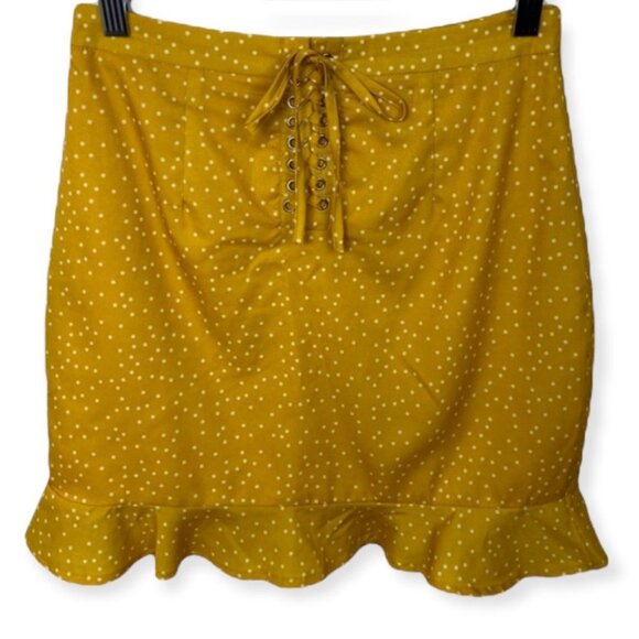 Revolve By The Way Mustard Yellow Esme Skirt Polka Dot Mustard Yellow Size Small - Picture 2 of 10